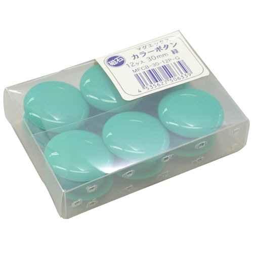 マグエックス　カラーボタン　直径30mm　緑　MFCB-30-12P-G　1パック（12個）（ご注文単位1パック）【直送品】
