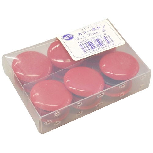 マグエックス　カラーボタン　直径30mm　赤　MFCB-30-12P-R　1パック（12個）（ご注文単位1パック）【直送品】