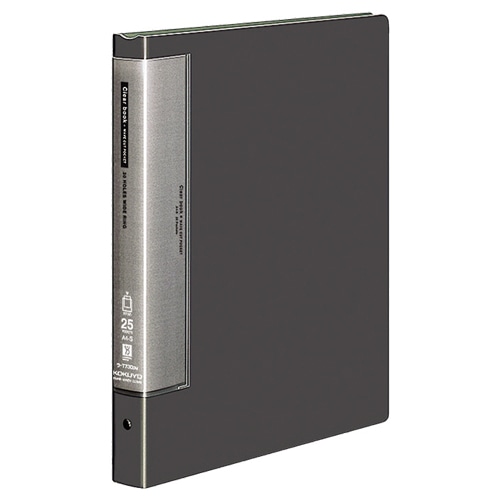 コクヨ　クリヤーブック（ウェーブカットポケット・替紙式）　A4タテ　30穴　25ポケット付属　背幅33mm　ダークグレー　ラ-T730DM　1冊（ご注文単位1冊）【直送品】