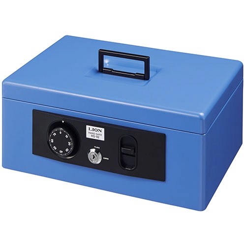 ライオン事務器　手提金庫　Lサイズ（統一手形収納サイズ）　HS-92ブルー　1台（ご注文単位1台）【直送品】
