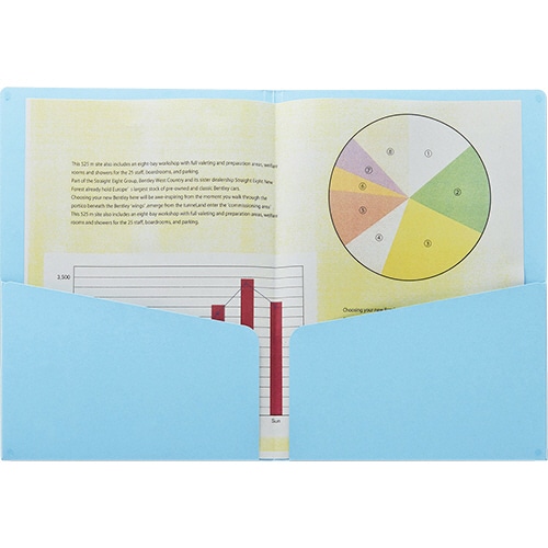 ライオン事務器 カラーポケットホルダー(紙製) 2つ折りタイプA4(見開きA3判) ブルー PH-54C 1冊(ご注文単位1冊)【直送品】
