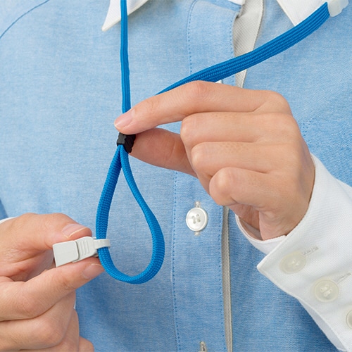 ライオン事務器 名札用ストラップ ブルー N-11AP 1本(ご注文単位1本)【直送品】