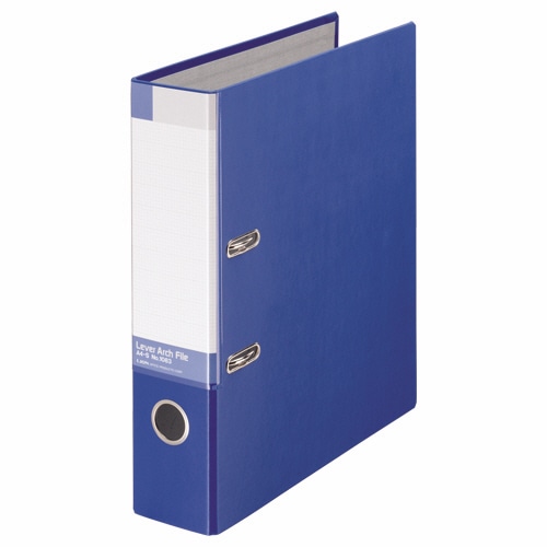 ライオン事務器　レバーアーチファイル　A4タテ　2穴　470枚収容　背幅74mm　青　No.1083　1冊（ご注文単位1冊）【直送品】