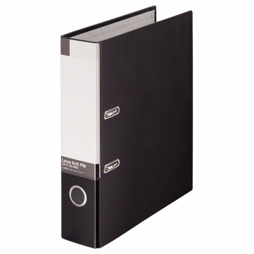 ライオン事務器　レバーアーチファイル　A4タテ　2穴　470枚収容　背幅74mm　黒　No.1083　1冊（ご注文単位1冊）【直送品】