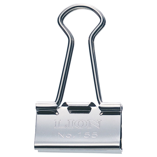 ライオン事務器　バインダークリップ　ニッケルメッキ　大　口幅32mm　No.155N　1箱（10個）（ご注文単位1箱）【直送品】