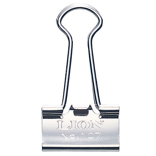 ライオン事務器　バインダークリップ　ニッケルメッキ　小　口幅19mm　No.107N　1箱（10個）（ご注文単位1箱）【直送品】