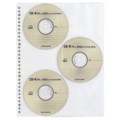 コクヨ　CD／DVDポケット　A4タテ　2・4・30穴　両面6ポケット　EDB-A375　1パック（3枚）（ご注文単位1パック）【直送品】
