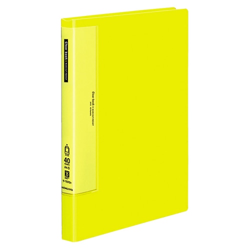 コクヨ　クリヤーブック（ウェーブカットポケット・固定式）　A4タテ　40ポケット　背幅27mm　黄　ラ-T570Y　1冊（ご注文単位1冊）【直送品】