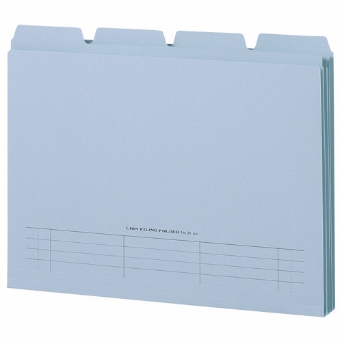 ライオン事務器　4カットフォルダー　山付ファイル　A4　水　No.31-4P　1パック（4冊）（ご注文単位1パック）【直送品】