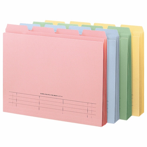 ライオン事務器　4カットフォルダー　山付ファイル　A4　水　No.31-4P　1パック（4冊）（ご注文単位1パック）【直送品】