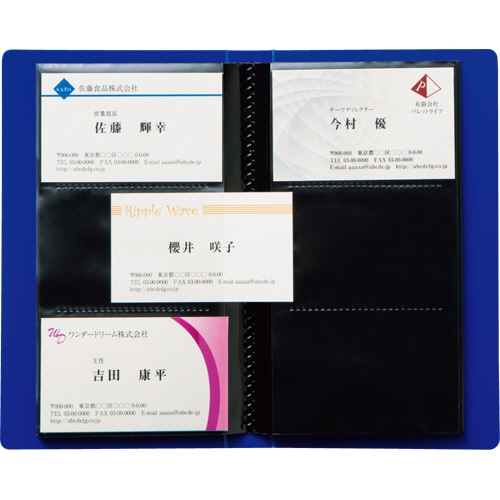 TANOSEE　名刺ホルダー　固定式　コンパクト　120名用　ヨコ入れ　ブラック　1冊（ご注文単位1冊）【直送品】