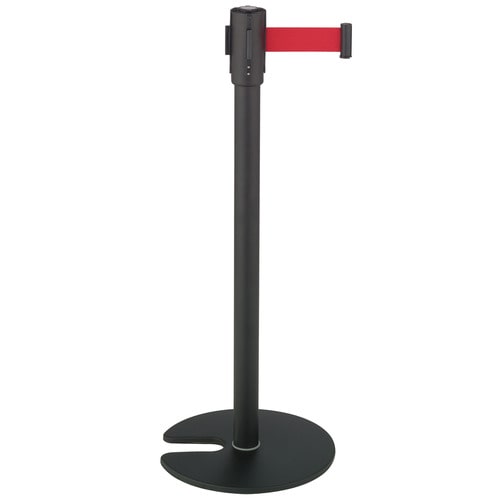 テラモト　ベルトパーテーションスタンドD　スチール　ベルト赤　SU-660-510-2　1台（ご注文単位1台）【直送品】