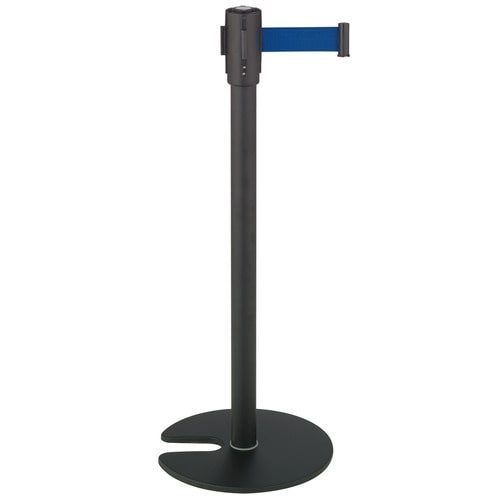 テラモト　ベルトパーテーションスタンドD　スチール　ベルト青　SU-660-510-3　1台（ご注文単位1台）【直送品】