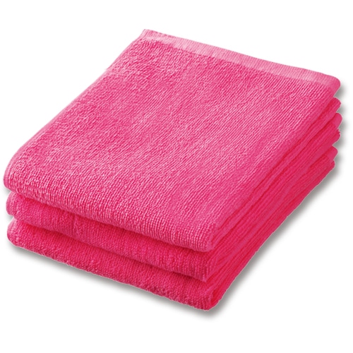 業務用スレンカラーフェイスタオル　ピンク　1パック（3枚）（ご注文単位1パック）【直送品】