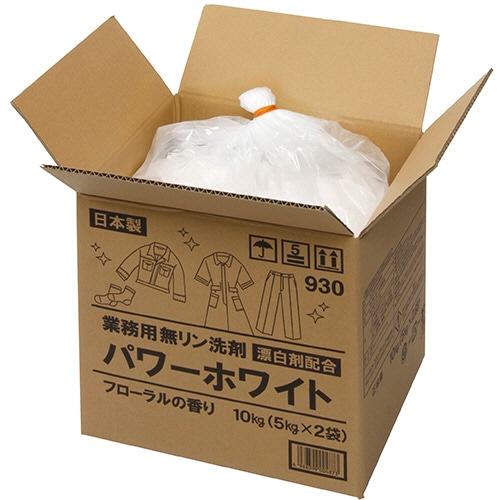 シャルメコスメティック 業務用無リン洗剤 パワーホワイト 漂白剤配合 10kg(5kg×2袋) 1箱(ご注文単位1箱)【直送品】