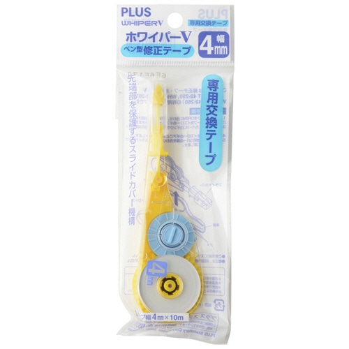 プラス 修正テープ ホワイパーV 交換テープ 4mm幅×10m イエロー WH-104TR 1個(ご注文単位1個)【直送品】
