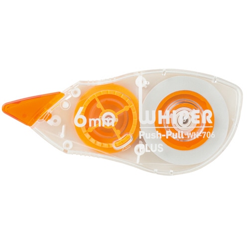 プラス　修正テープ　ホワイパー　プッシュプル　6mm幅×12m　オレンジ　WH-706　1個（ご注文単位1個）【直送品】