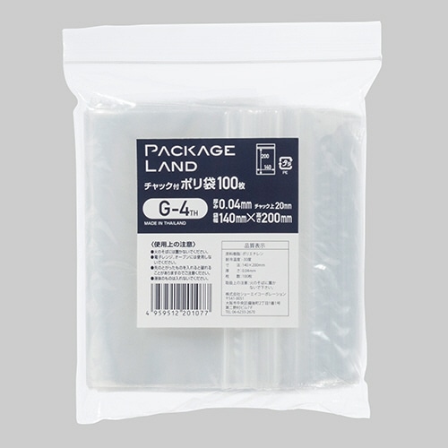 ショーエイコーポレーション　チャック付ポリ袋　ヨコ140×タテ200×厚み0.04mm　G-4TH　1パック（100枚）（ご注文単位1パック）【直送品】