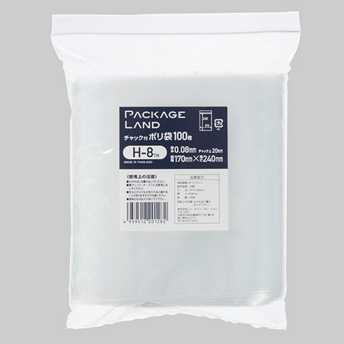 ショーエイコーポレーション　チャック付ポリ袋　ヨコ170×タテ240×厚み0.08mm　H-8TH　1パック（100枚）（ご注文単位1パック）【直送品】