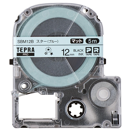 キングジム　テプラ　PRO　テープカートリッジ　マットラベル　模様　12mm　スター（ブルー）／黒文字　SBM12B　1個（ご注文単位1個）【直送品】