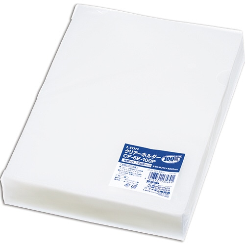 ライオン事務器 クリアーホルダー A4 厚さ0.2mm 透明 CF-6E-100P 1パック(100枚)(ご注文単位1パック)【直送品】