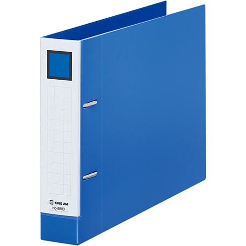 キングジム　レバーリングファイル　Dタイプ　A4ヨコ　2穴　350枚収容　背幅47mm　青　6883-B　1冊（ご注文単位1冊）【直送品】