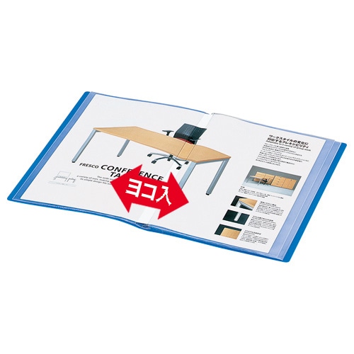 コクヨ　クリヤーブック（ベーシック）　固定式・サイドスロー　A3タテ　40ポケット　背幅17mm　青　ヨコ入れ　ラ-B223B　1冊（ご注文単位1冊）【直送品】