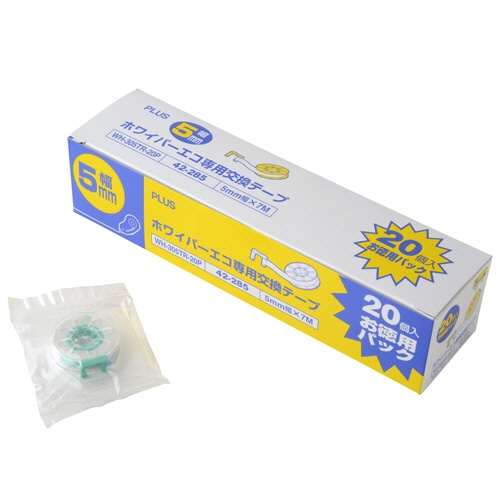 プラス 修正テープ ホワイパーエコ 交換テープ 徳用パック 5mm幅×7m グリーン WH-305TR-20P 1パック(20個)(ご注文単位1パック)【直送品】