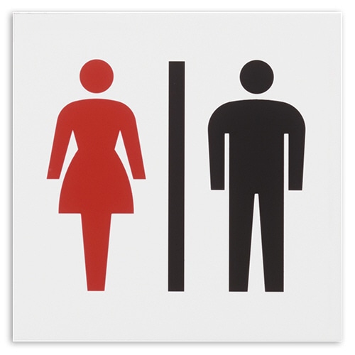 光 アクリルマット板サイン 男女マーク テープ付 タテ100×ヨコ100×厚み2mm 白 KMP1052-1 1枚(ご注文単位1枚)【直送品】