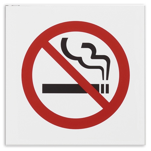 光 アクリルマット板サイン 禁煙マーク テープ付 タテ100×ヨコ100×厚み2mm 白 KMP1052-2 1枚(ご注文単位1枚)【直送品】