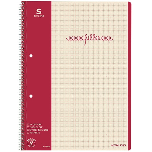 コクヨ　フィラーノート（スパイラルとじ）　A4　2穴　5mm方眼　40枚　ス-15SN　1冊（ご注文単位1冊）【直送品】