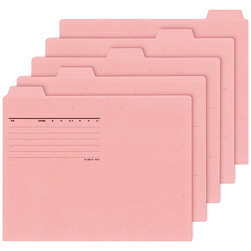 プラス　カットフォルダー　5山　A4　マチなし　ピンク　FL-065IF　1パック（5冊）（ご注文単位1パック）【直送品】