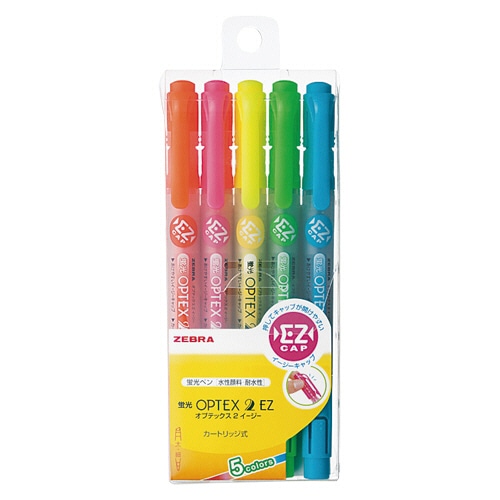 ゼブラ 蛍光オプテックス2 EZ 5色(各色1本) WKT11-5C 1パック(ご注文単位1パック)【直送品】