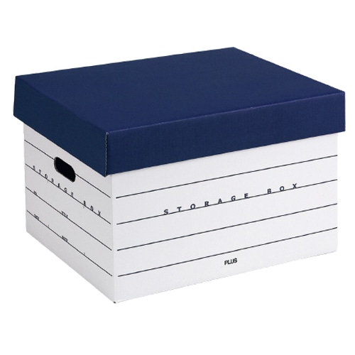 プラス ストレージボックス フタ式分離タイプ A4用 内寸W325×D420×H270mm ネイビー DN-245 1個(ご注文単位1個)【直送品】