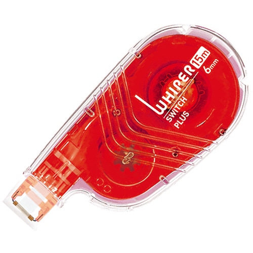 プラス　修正テープ　ホワイパースイッチ　本体　6mm幅×15m　レッド　WH-1516　1個（ご注文単位1個）【直送品】