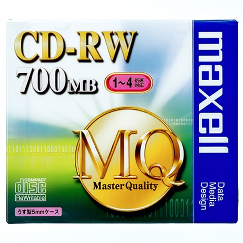 マクセル　データ用CD-RW　700MB　4倍速　ブランドシルバー　5mmスリムケース　CDRW80MQ.S1P　1枚（ご注文単位1枚）【直送品】