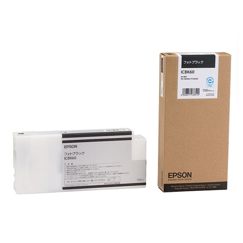 エプソン　インクカートリッジ　フォトブラック　150ml　ICBK60　1個（ご注文単位1個）【直送品】
