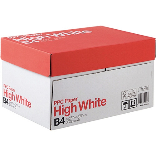 PPC　PAPER　High　White　B4　1箱（2500枚：500枚×5冊）（ご注文単位1箱）【直送品】