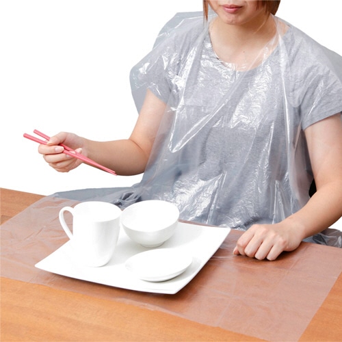 川西工業　食事用エプロン　半透明　#4445　1箱（50枚）（ご注文単位1箱）【直送品】