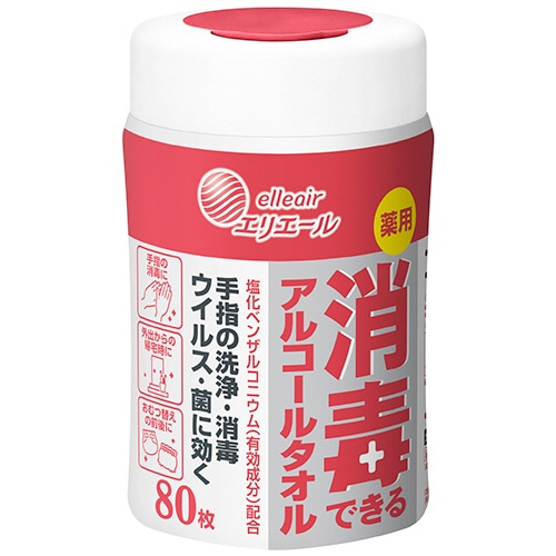 大王製紙　エリエール　薬用　消毒できるアルコールタオル　本体　1本（80枚）（ご注文単位1本）【直送品】