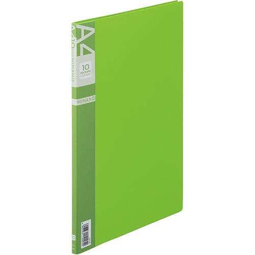 ライオン事務器　クリアーブック　MINANO（ミナノ）　A4タテ　10ポケット　背幅8mm　グリーン　CR-10M　1冊（ご注文単位1冊）【直送品】