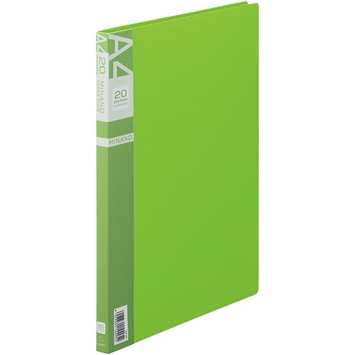 ライオン事務器　クリアーブック　MINANO（ミナノ）　A4タテ　20ポケット　背幅14mm　グリーン　CR-20M　1冊（ご注文単位1冊）【直送品】