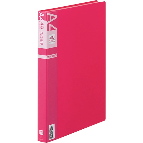 ライオン事務器　クリアーブック　MINANO（ミナノ）　A4タテ　40ポケット　背幅26mm　レッド　CR-40M　1冊（ご注文単位1冊）【直送品】