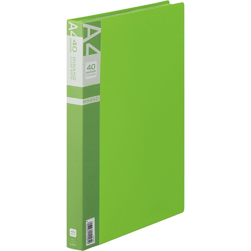 ライオン事務器　クリアーブック　MINANO（ミナノ）　A4タテ　40ポケット　背幅26mm　グリーン　CR-40M　1冊（ご注文単位1冊）【直送品】