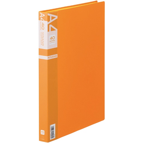 ライオン事務器　クリアーブック　MINANO（ミナノ）　A4タテ　40ポケット　背幅26mm　オレンジ　CR-40M　1冊（ご注文単位1冊）【直送品】