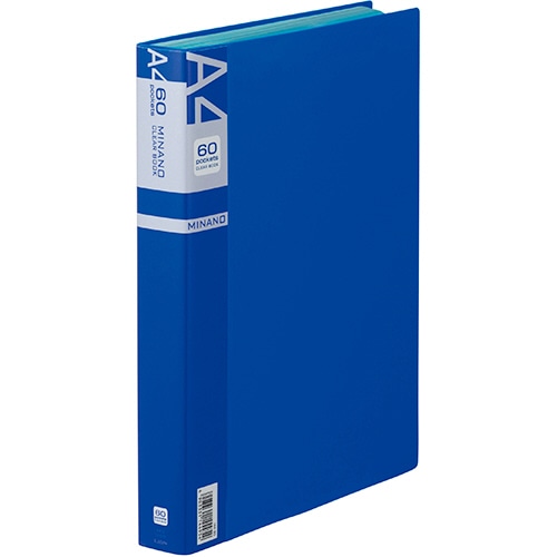 ライオン事務器　クリアーブック　MINANO（ミナノ）　A4タテ　60ポケット　背幅35mm　ブルー　CR-60M　1冊（ご注文単位1冊）【直送品】