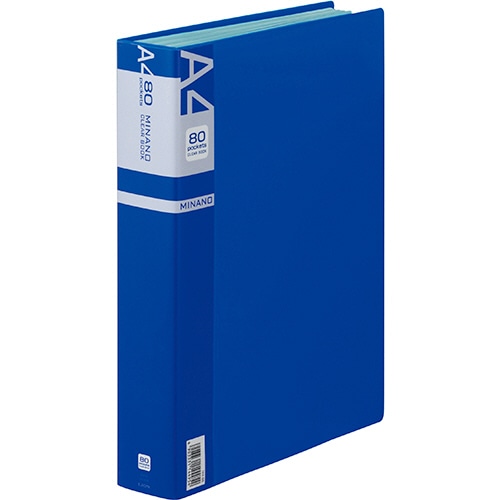 ライオン事務器　クリアーブック　MINANO（ミナノ）　A4タテ　80ポケット　背幅50mm　ブルー　CR-80M　1冊（ご注文単位1冊）【直送品】