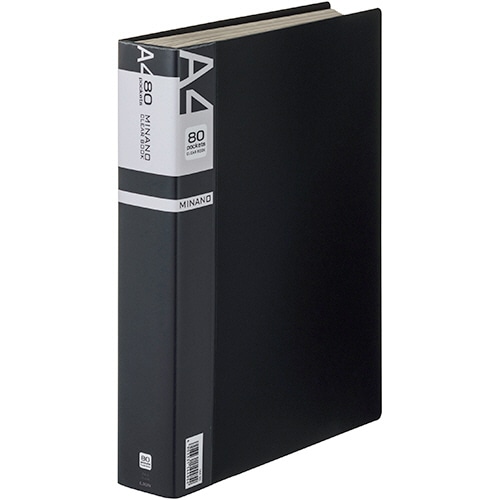 ライオン事務器　クリアーブック　MINANO（ミナノ）　A4タテ　80ポケット　背幅50mm　ブラック　CR-80M　1冊（ご注文単位1冊）【直送品】