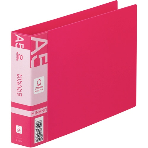 ライオン事務器　リングファイル　MINANO（ミナノ）　A5ヨコ　2穴　200枚収容　背幅35mm　レッド　RF-226M　1冊（ご注文単位1冊）【直送品】