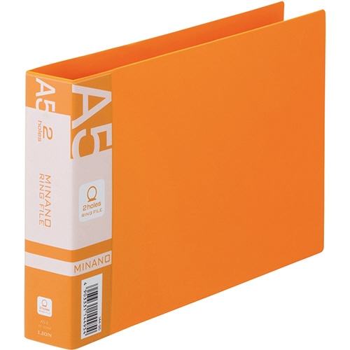 ライオン事務器　リングファイル　MINANO（ミナノ）　A5ヨコ　2穴　200枚収容　背幅35mm　オレンジ　RF-226M　1冊（ご注文単位1冊）【直送品】